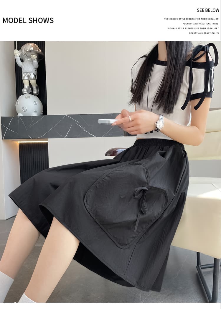 실사 워크웨어 주머니 나비 매듭 동점 로프 캐주얼 치마바지 여성 2026 새로운 디자인 센스 한 마디 다용도 치마바지 상세 이미지 68