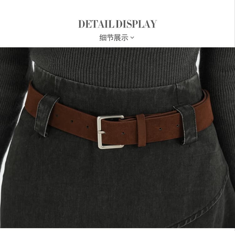 실사 불규칙 데님 반신 스커트 여성 가을 중간 길이 레트로 디자인 센스 작은 대중 검정색 하이웨이스트 A라인 스커트 상세 이미지 36