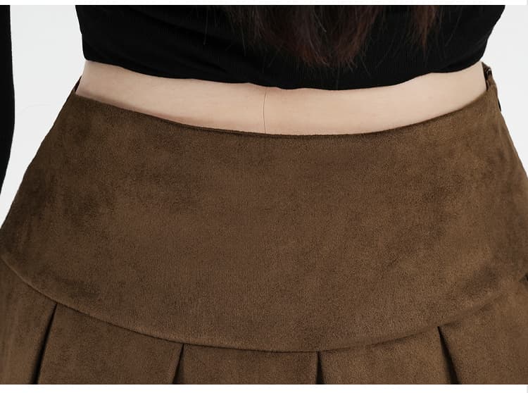 실사 사슴 캐시미어 플리츠 반신 스커트 여성 가을 겨울 하이웨이스트 디스플레이 얇고 작은 가죽 스커트 캐주얼 노출 방지 한 마디 짧은 치마바지 상세 이미지 37