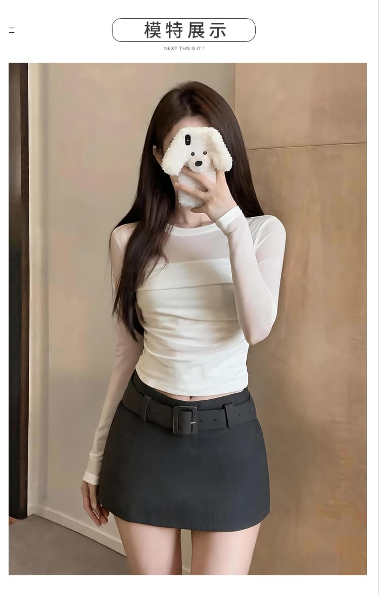 진짜 한국 스타일 가을 새로운 세련된 외국 가스 다용도 슬림해 보이는 단색 고급 센스 벨트 포함 한 마디 타이트 스커트 반신 스커트 상세 이미지 11