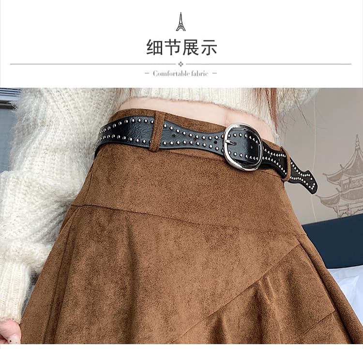 진짜 레트로 불규칙 프릴 사슴 캐시미어 반신 스커트 여성 2026 가을 하이웨이스트 핫걸 한 마디 다용도 롱 스커트 상세 이미지 43