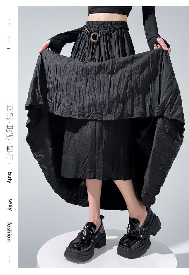 실사 느슨함 센스 사슴 가죽 벨벳 혼돈 주름 플리츠 반신 스커트 여성 가을 새로운 레트로 느긋한 바람 큰 진자 한 마디 롱 스커트 상세 이미지 60