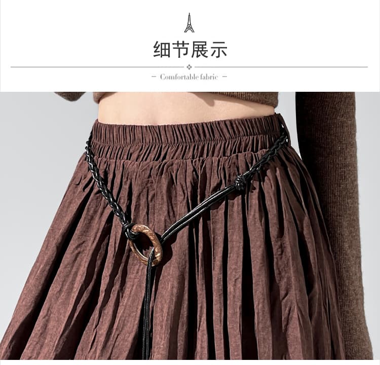 실사 느슨함 센스 사슴 가죽 벨벳 혼돈 주름 플리츠 반신 스커트 여성 가을 새로운 레트로 느긋한 바람 큰 진자 한 마디 롱 스커트 상세 이미지 63