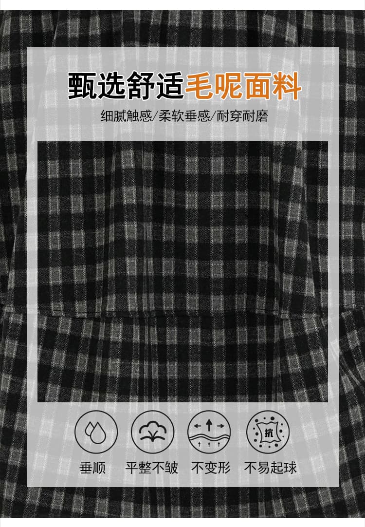 실사 허리밴드 체크무늬 치마 반신 스커트 여성 2026 가을 겨울 새로운 모직 한 마디 레트로 퍼프 꽃밭 미니 스커트 상세 이미지 3