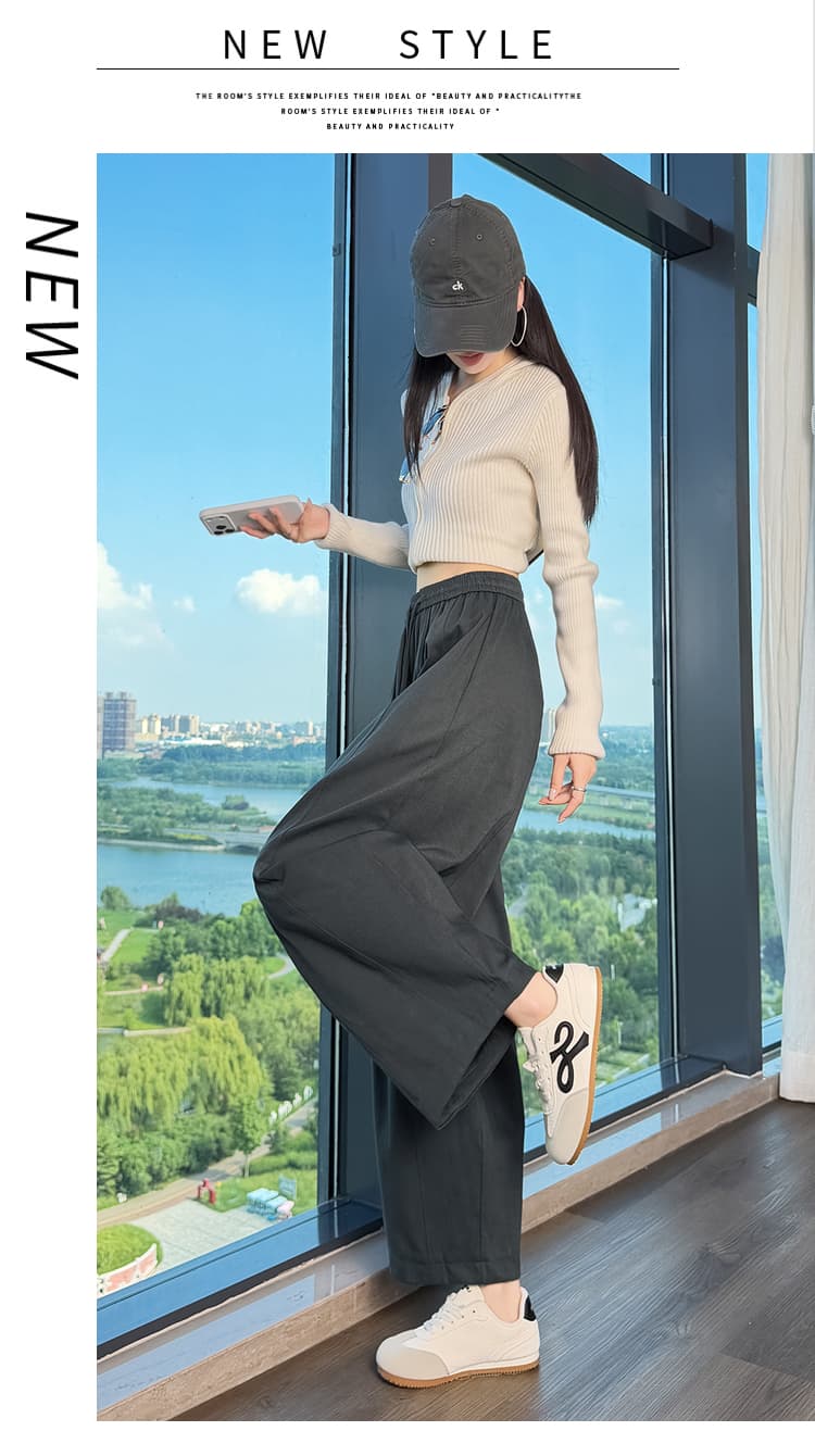 실사 어두운 회색 레트로 모통이 칼 와이드 레깅스 바지 가을 겨울 2026 새로운 루즈핏 표지 넓적 다리 슬림해 보이는 9 포인트 캐주얼 바지 상세 이미지 49