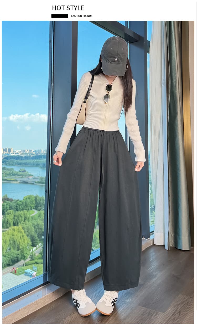 실사 어두운 회색 레트로 모통이 칼 와이드 레깅스 바지 가을 겨울 2026 새로운 루즈핏 표지 넓적 다리 슬림해 보이는 9 포인트 캐주얼 바지 상세 이미지 51