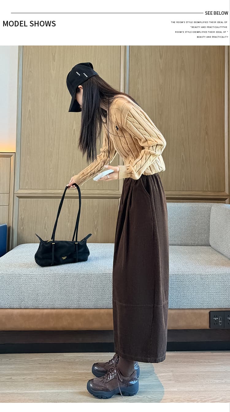 실사 2026 가을 루즈핏 슬림해 보이는 코듀로이 캐주얼 와이드 레그 팬츠 다용도 작은 키 8 점 풍선 모통이 칼 바지 상세 이미지 44