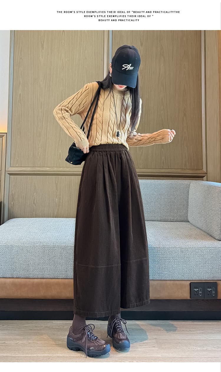 실사 2026 가을 루즈핏 슬림해 보이는 코듀로이 캐주얼 와이드 레그 팬츠 다용도 작은 키 8 점 풍선 모통이 칼 바지 상세 이미지 47