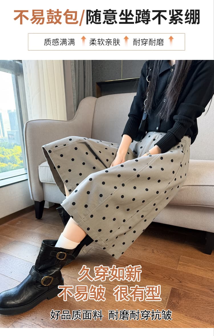 실사 레트로 하이웨이스트 도트 무늬 넓은 다리 7부 바지 여성 2026 가을 새로운 작은 키 루즈핏 연령 감소 캐주얼 바지 상세 이미지 15