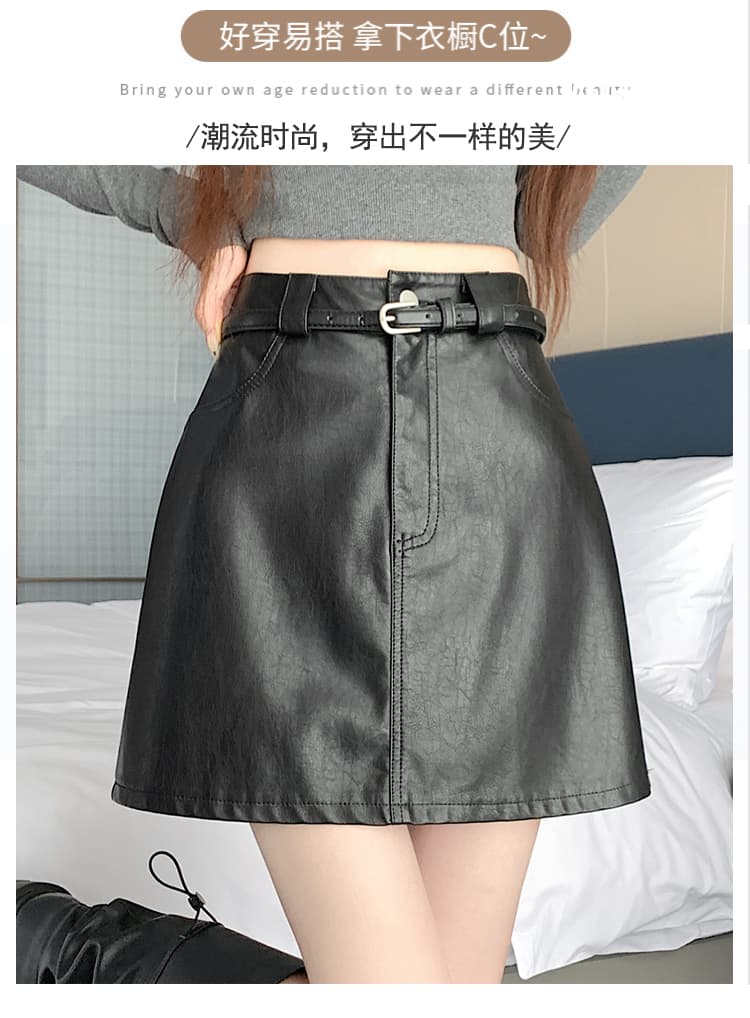실사 chic 다용도 마 오래된 부드러운 PU 가죽 정장 미니 스커트 여성 가을 겨울 대양 품격 타이트 스커트 한 마디 다용도 반신 스커트 상세 이미지 12