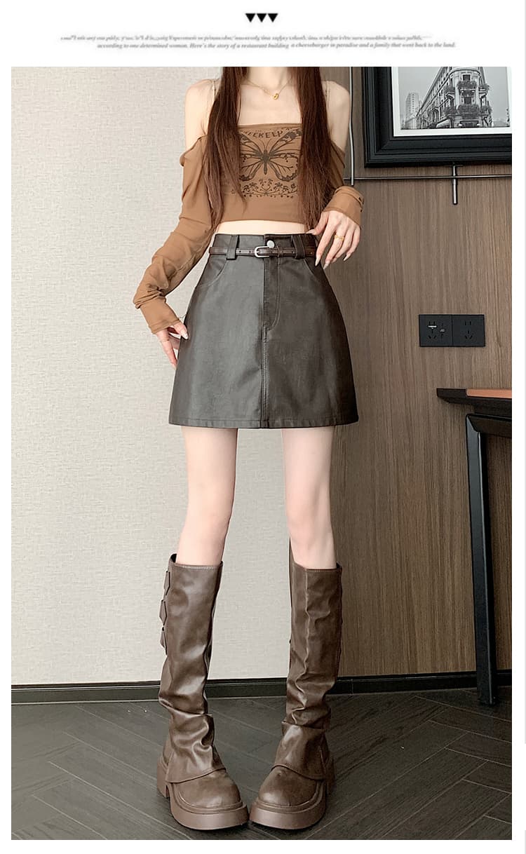 실사 chic 다용도 마 오래된 부드러운 PU 가죽 정장 미니 스커트 여성 가을 겨울 대양 품격 타이트 스커트 한 마디 다용도 반신 스커트 상세 이미지 31