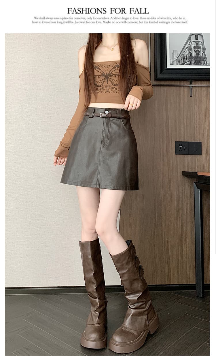 실사 chic 다용도 마 오래된 부드러운 PU 가죽 정장 미니 스커트 여성 가을 겨울 대양 품격 타이트 스커트 한 마디 다용도 반신 스커트 상세 이미지 32