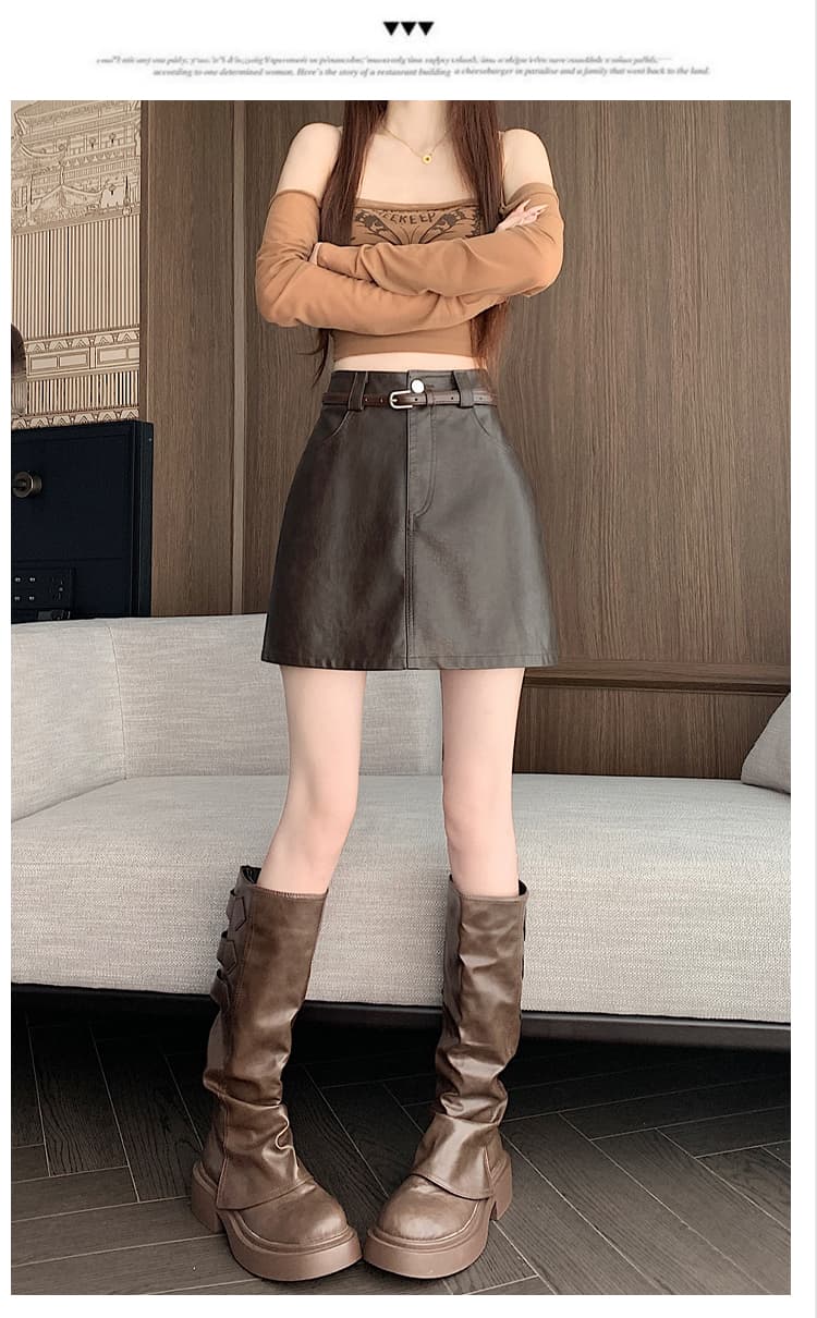 실사 chic 다용도 마 오래된 부드러운 PU 가죽 정장 미니 스커트 여성 가을 겨울 대양 품격 타이트 스커트 한 마디 다용도 반신 스커트 상세 이미지 35