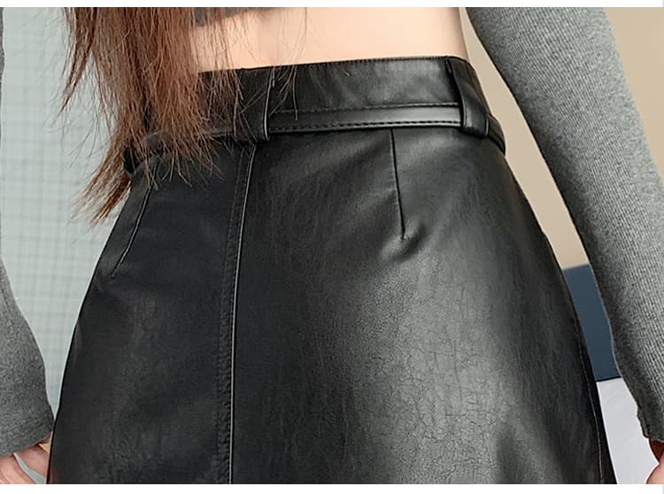 실사 chic 다용도 마 오래된 부드러운 PU 가죽 정장 미니 스커트 여성 가을 겨울 대양 품격 타이트 스커트 한 마디 다용도 반신 스커트 상세 이미지 42