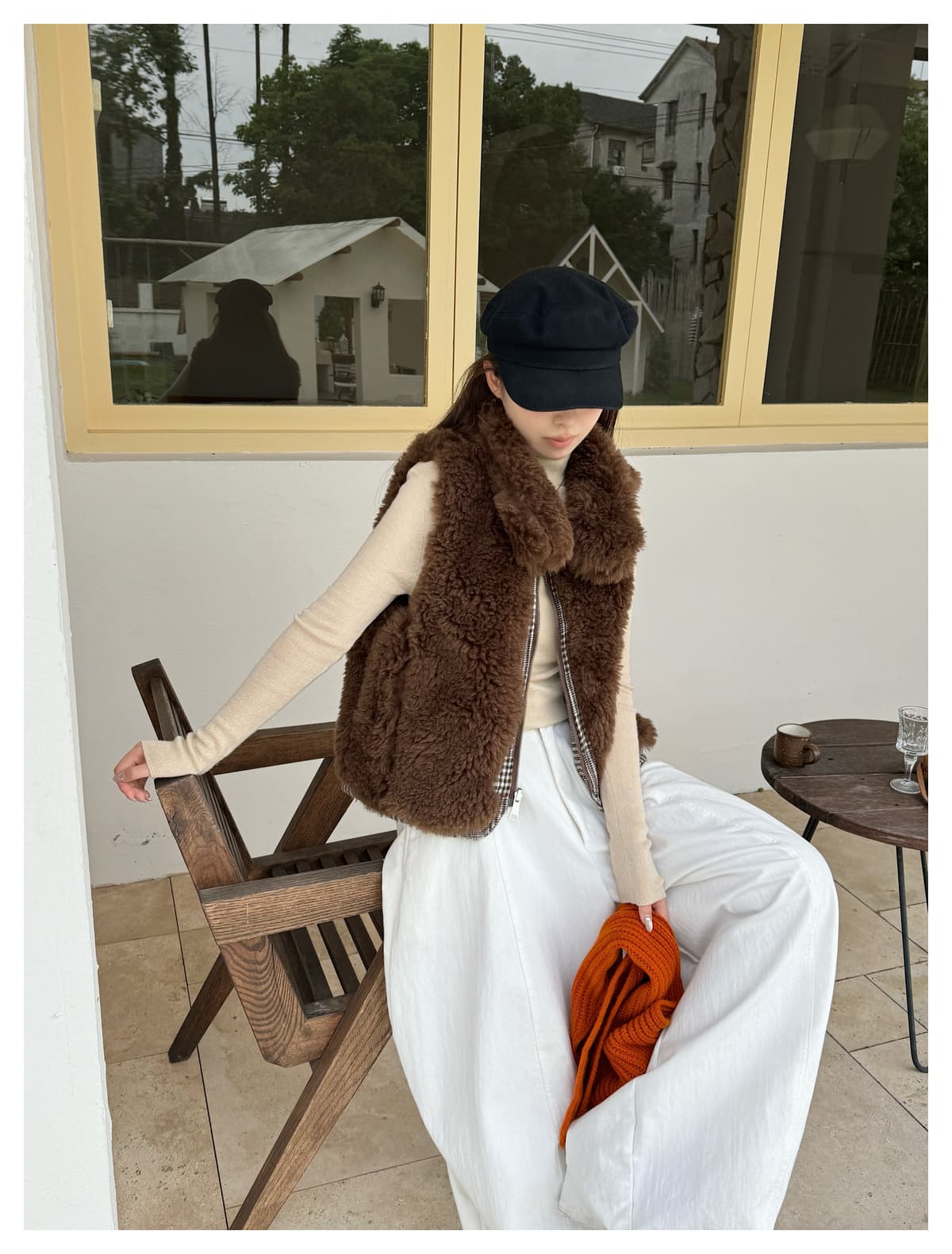 가을 겨울 새로운 양면 착용 천 그리드 버드 폴로 칼라 플리스 면 옷 베스트 조끼 여성 짧은 보온 한 부서 재킷 상세 이미지 18