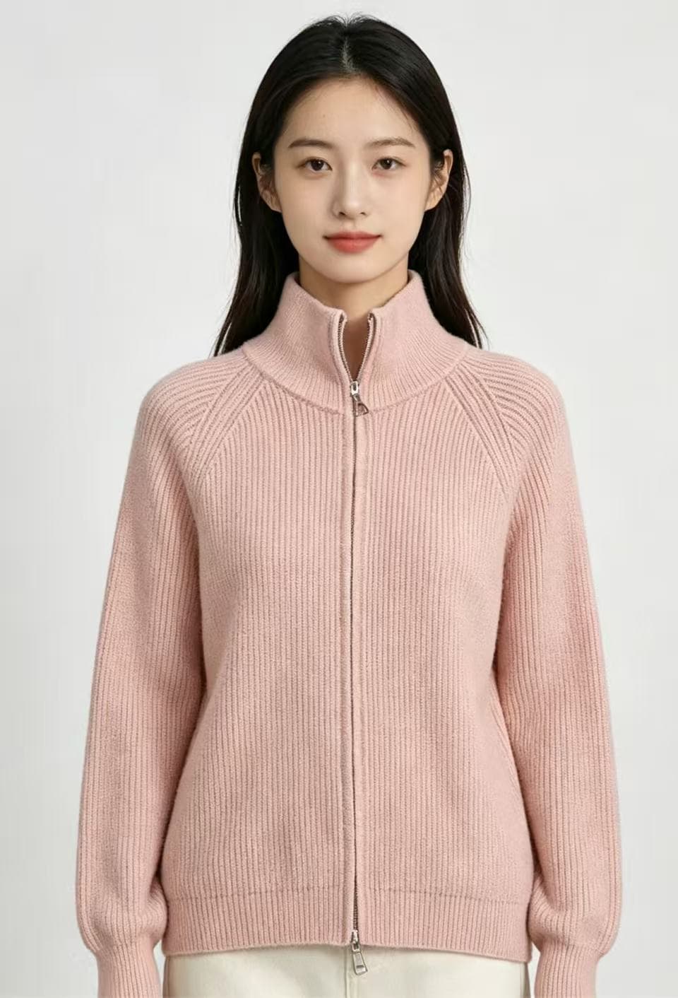 반하이넥 지퍼 느긋한 바람 스웨터 여성 코트 가을 겨울철 2026 새로운 디자인 센스 니트 오픈 가디건 두꺼움 맨위 상세 이미지 3