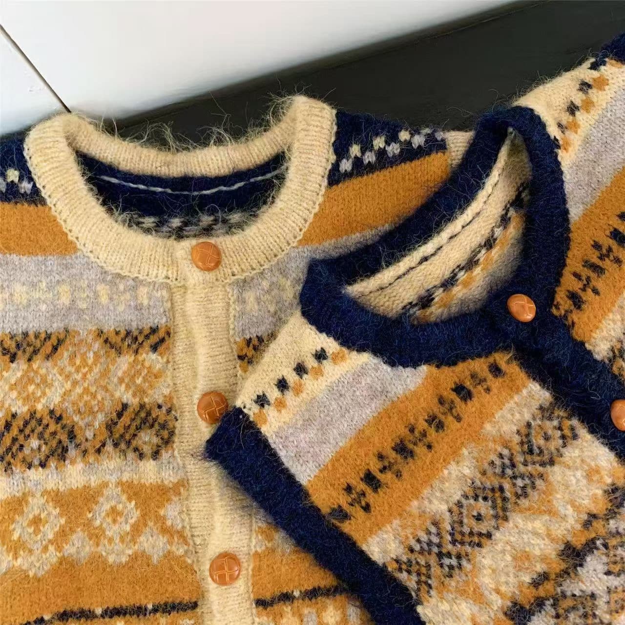 레트로 북유럽 배색 한 부서 니트 조끼 여자 가을 겨울 새로운 공정한 섬 부드러운 찹쌀 문예 연령 감소 조끼 맨위 이미지 3