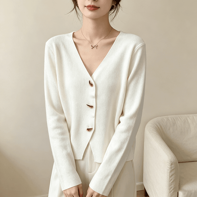 실사 2026 신제품 가을 겨울 디자인 센스 높은 품질 Chic 오픈 가디건 V넥 니트 스웨터 셔츠 상세 이미지 10