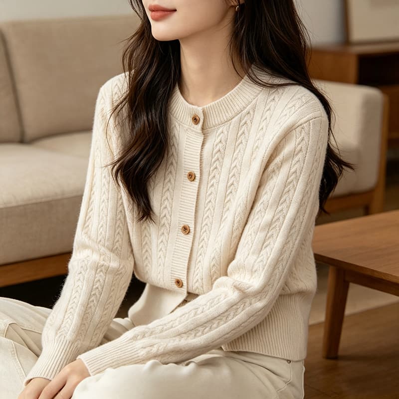 2026 새로운 미니멀리즘 바람 쌀 화이트 블랙 회색 와인 빨간색 라운드 넥 반팔 질감 몸매 가꾸기 털 니트 스웨터 여성 상세 이미지 12