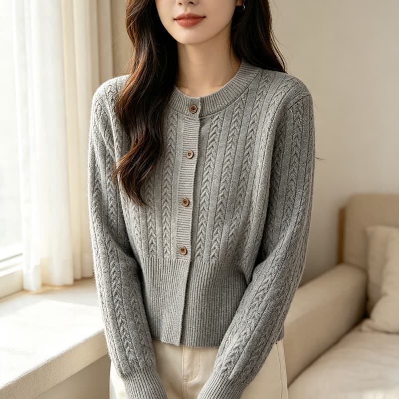 2026 새로운 미니멀리즘 바람 쌀 화이트 블랙 회색 와인 빨간색 라운드 넥 반팔 질감 몸매 가꾸기 털 니트 스웨터 여성 상세 이미지 15