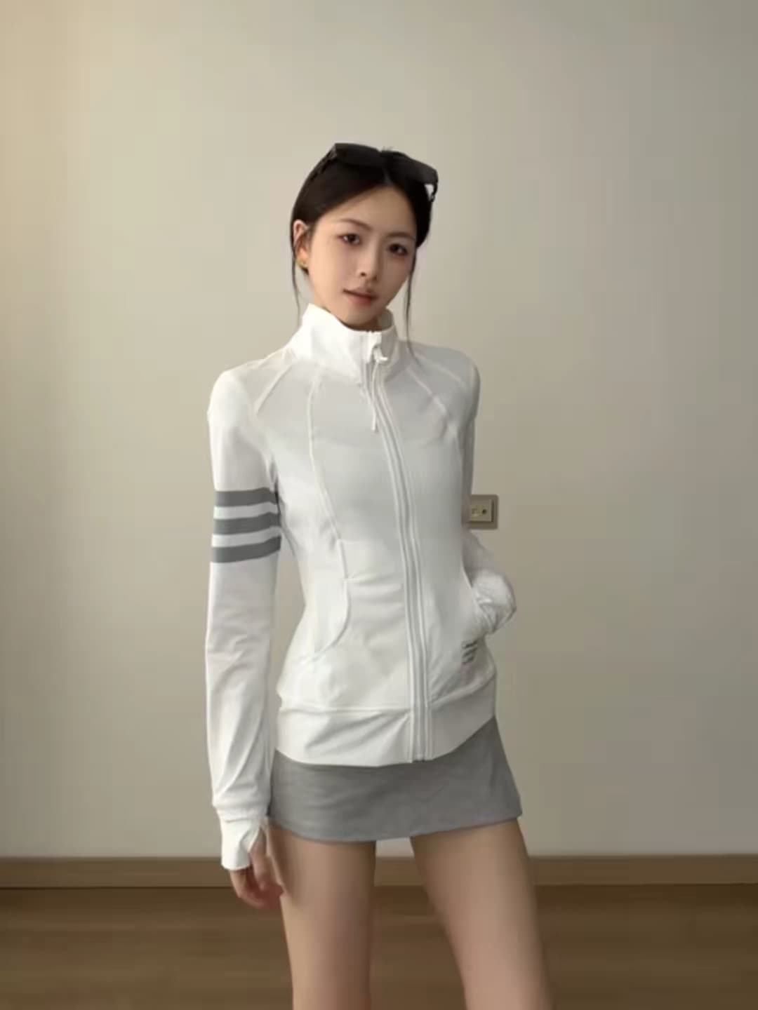 아메리칸 3개 바 스탠드 칼라 자외선 차단 복 여성 코트 여름 몸매 가꾸기 야외 스포츠 차가운 센스 통기성 얇고 가벼운 자외선 차단 의류 이미지 3