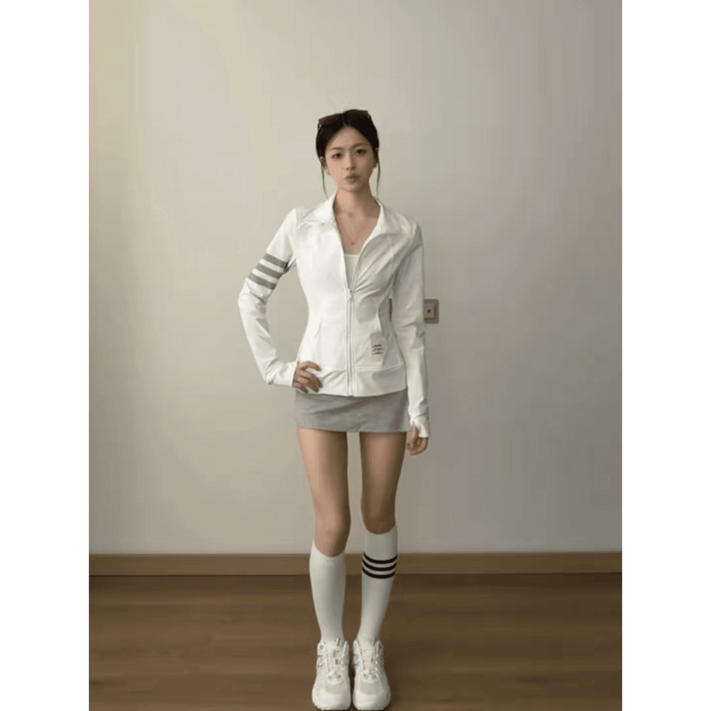 아메리칸 3개 바 스탠드 칼라 자외선 차단 복 여성 코트 여름 몸매 가꾸기 야외 스포츠 차가운 센스 통기성 얇고 가벼운 자외선 차단 의류 이미지 5