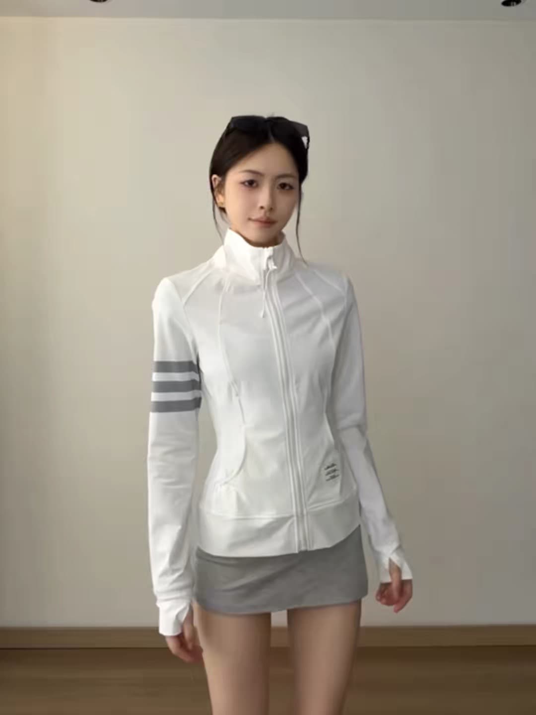 아메리칸 3개 바 스탠드 칼라 자외선 차단 복 여성 코트 여름 몸매 가꾸기 야외 스포츠 차가운 센스 통기성 얇고 가벼운 자외선 차단 의류 상세 이미지 2