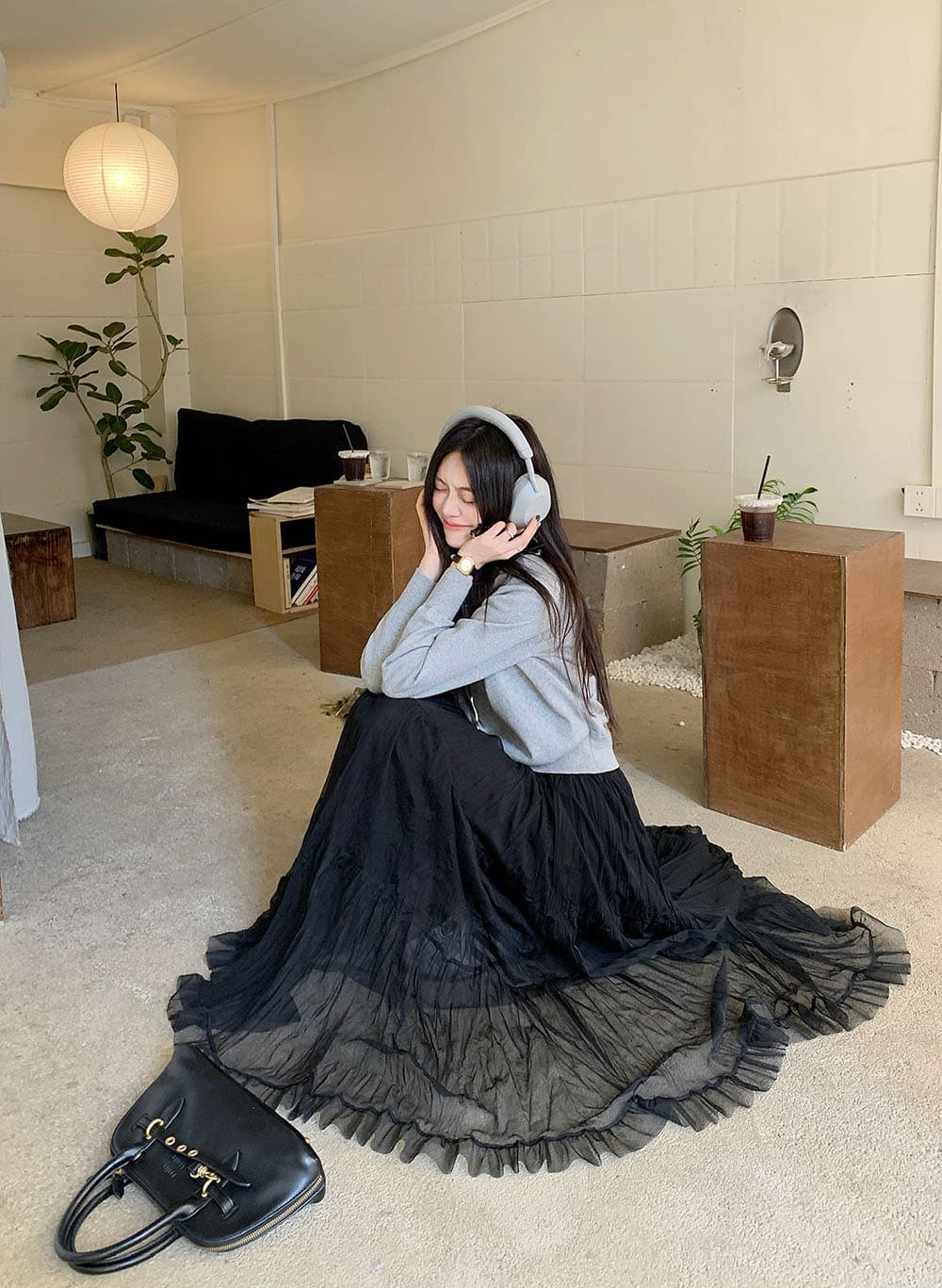 실사 정가 새로운 망사 프릴 플리츠 스커트 하이웨이스트 슬림해 보이는 슈퍼 요정 롱 코트 빅 플레어 스커트 케이크 드레스 여성 상세 이미지 19