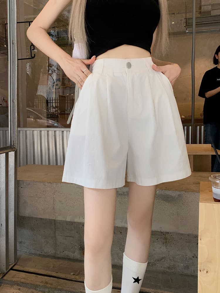 실사 정가 2026 새로운 한국 스타일 워싱 면 캐주얼 바지 오부 바지 와이드 레그 팬츠 스트레이트 팬츠 반바지 여성 상세 이미지 34
