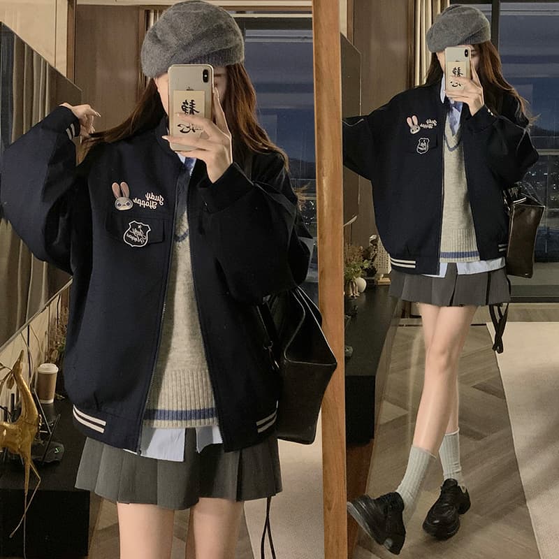 실사 숲속 소녀 종족 오리지널 야구 유니폼 재킷 아메리칸 miu 부서 학원 스타일 재킷