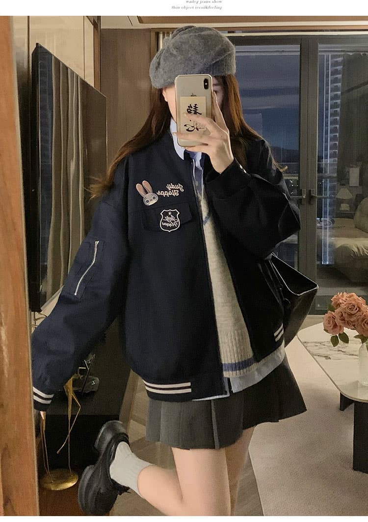 실사 숲속 소녀 종족 오리지널 야구 유니폼 재킷 아메리칸 miu 부서 학원 스타일 재킷 상세 이미지 14