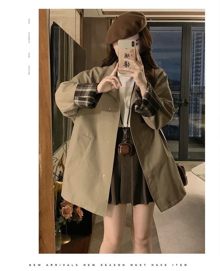 실사 재킷 재킷 가을 새로운 고급 센스 캐주얼 루즈핏 슬림해 보이는 카키 색 영국식 바람 코트 상세 이미지 11