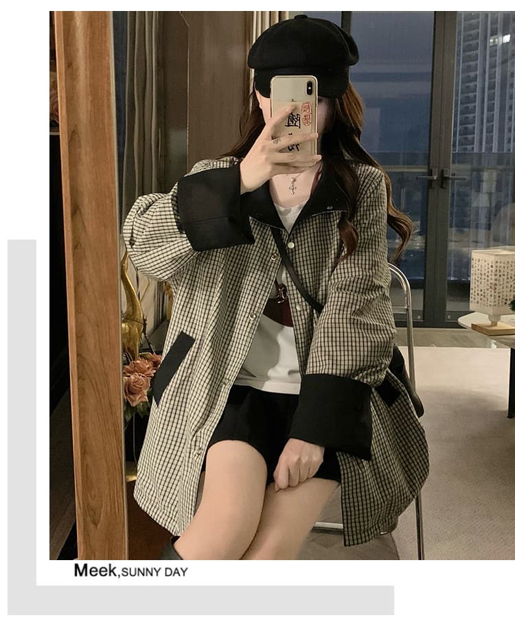 실사 양면 바람막이 한 부서 캐주얼 품격 바람막이 양면 착용 스탠드 칼라 여성 코트 상세 이미지 22