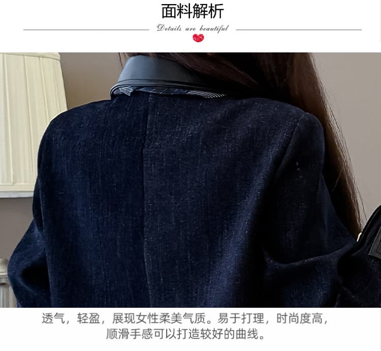 실사 학원 스타일 디자인 센스 패치워크 가죽 연령 감소 재킷 플리츠 미니 스커트 세트 조립 스카프 상세 이미지 8