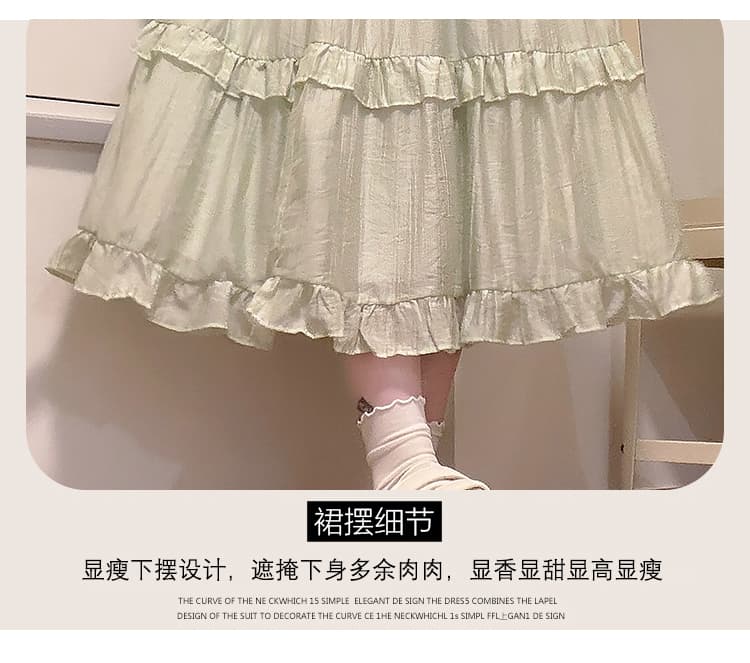 실사 프랑스식 신선함 달콤함 품격 초기 고등학생 베이비 칼라 학원 스타일 슬림해 보이는 무릎 아래 요정 치마 외국 가스 상세 이미지 8