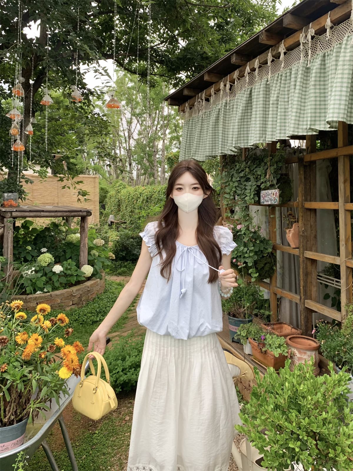 실사 2026 여름 새로운 프랑스식 연령 감소 달콤함 거품 소매 쇼트 스타일 작은 셔츠 프릴 꽃밭 맨위 상세 이미지 5