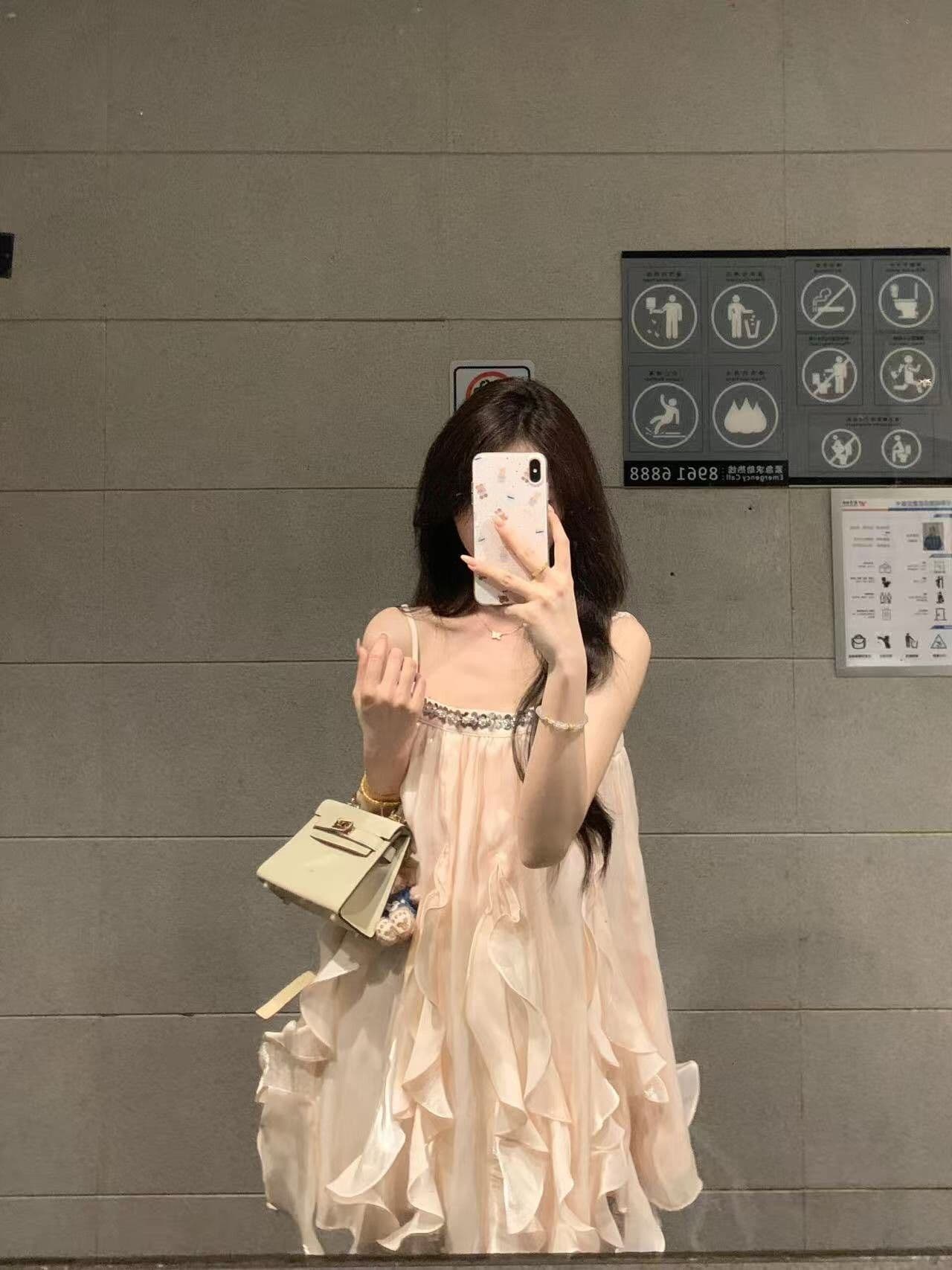 민소매 행침 목 드레스 Chic 아름다운 요정 치마 작은 키 생일 작은 행사 치마 슈퍼 잘 생긴 흐름 지불 여성 의류 상세 이미지 3