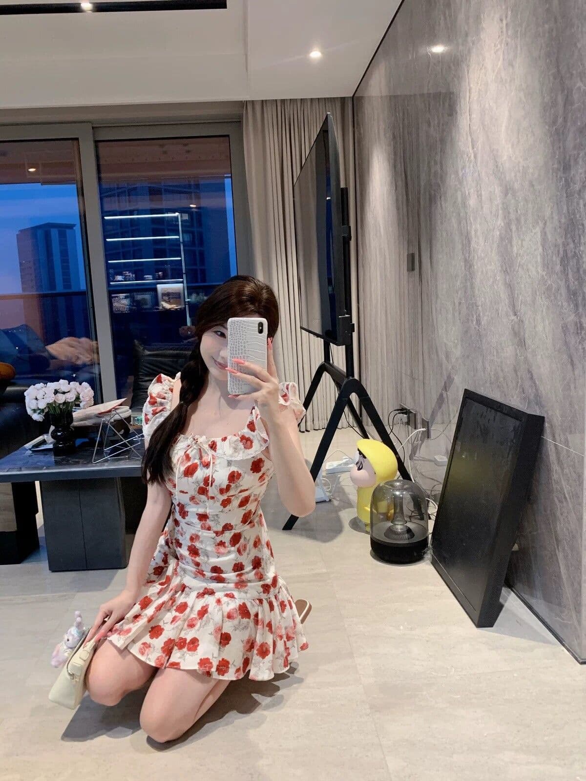 프랑스식 휴가 바람 작은 날다 소매 꽃무늬 여성 드레스 여름 작은 키 허리 수축 슬림해 보이는 해변 해변가 민소매 치마 상세 이미지 2
