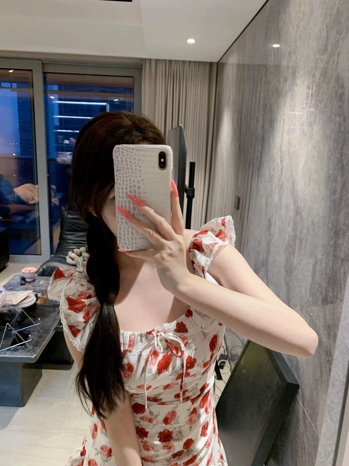 프랑스식 휴가 바람 작은 날다 소매 꽃무늬 여성 드레스 여름 작은 키 허리 수축 슬림해 보이는 해변 해변가 민소매 치마 상세 이미지 6