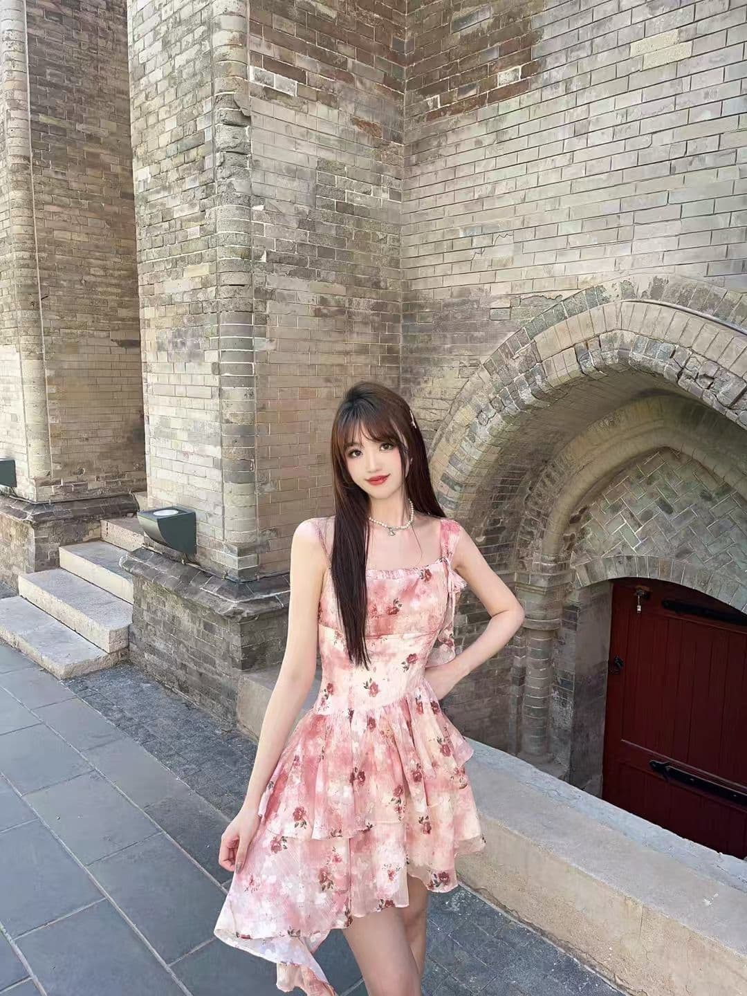 프랑스식 첫사랑 작은 날다 소매 화이트 드레스 아이들 여름 새로운 인기 작은 키 허리 수축 프릴 미니 스커트 이미지 3