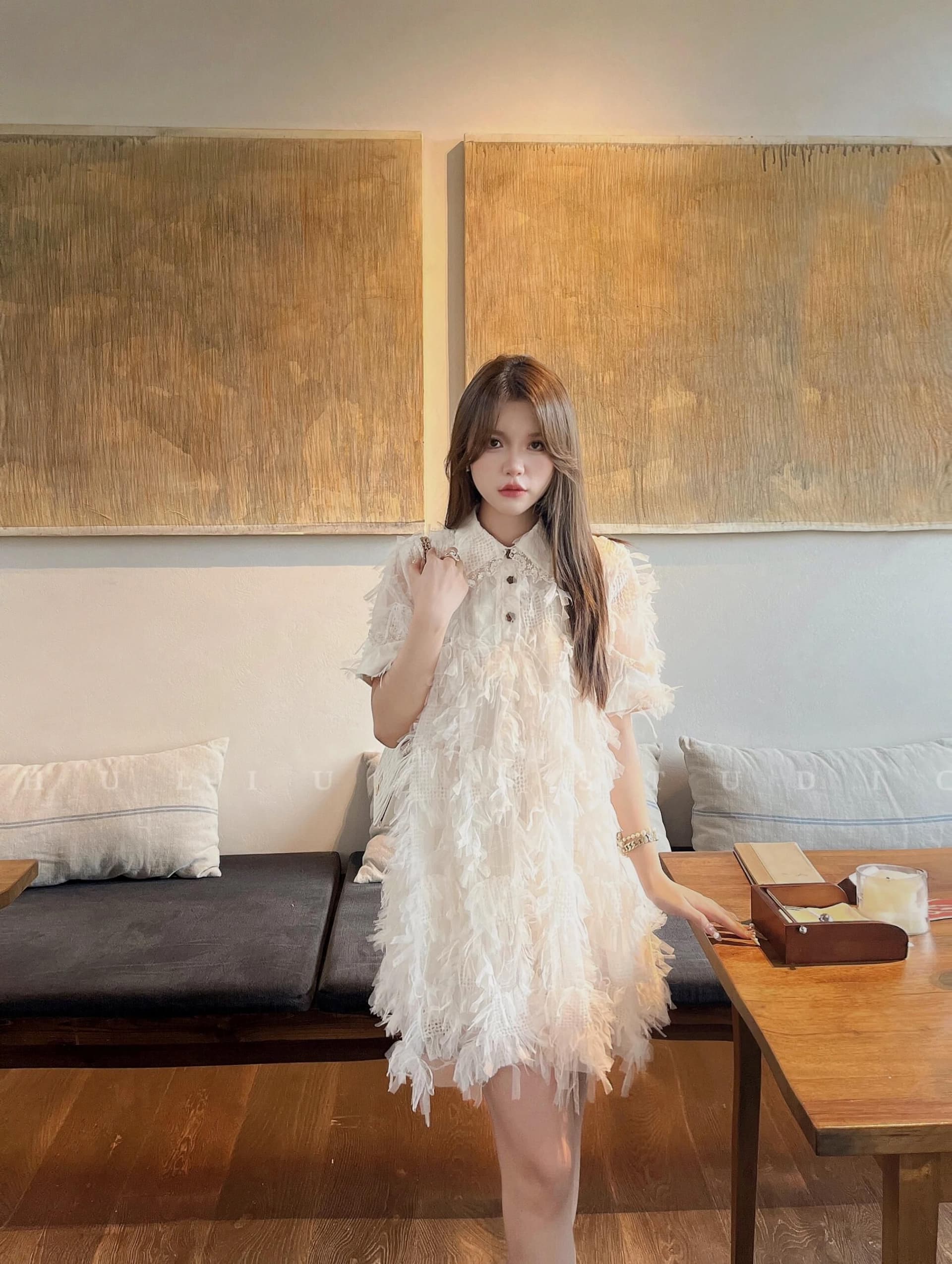 여름 달콤함 섹션 디자인 센스 작은 대중 허리 수축 슬림해 보이는 미니 스커트 프랑스식 작은 샤넬 스타일 품격 자카드 반팔 드레스 상세 이미지 6