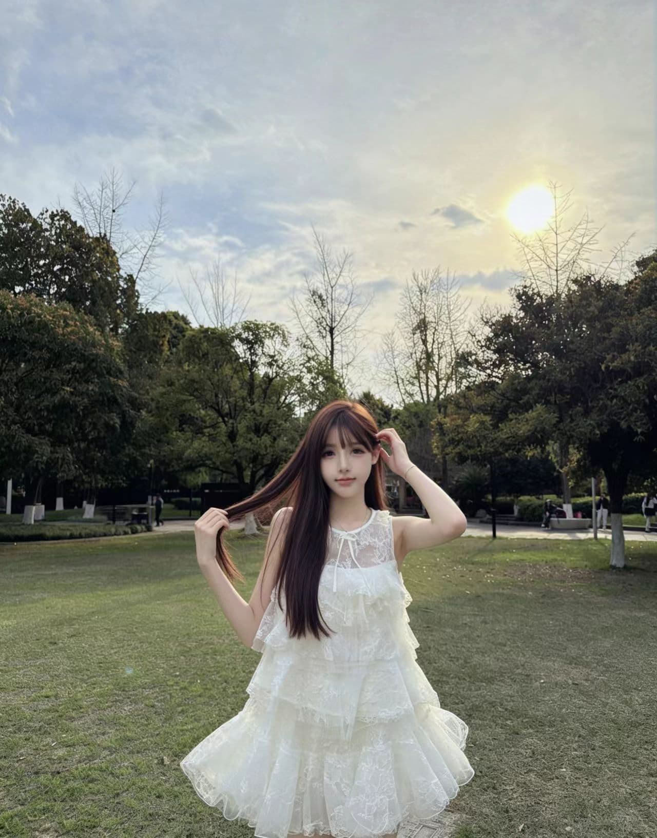 2026 여름 작은 키 달콤함 레이스 디자인 민소매 프릴 맨위 하이웨이스트 퍼프 미니 스커트 요정 세트 이미지 2