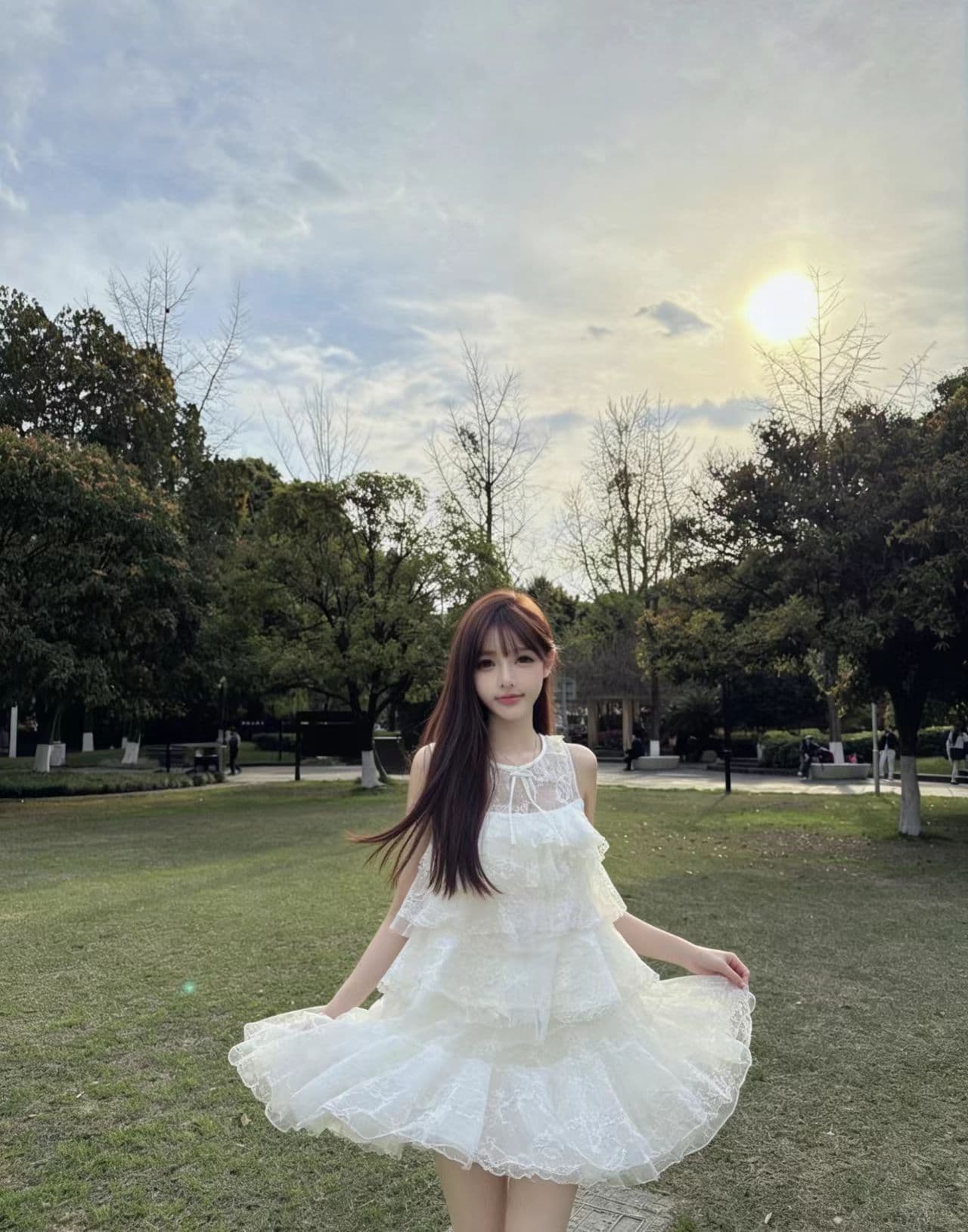2026 여름 작은 키 달콤함 레이스 디자인 민소매 프릴 맨위 하이웨이스트 퍼프 미니 스커트 요정 세트 이미지 3