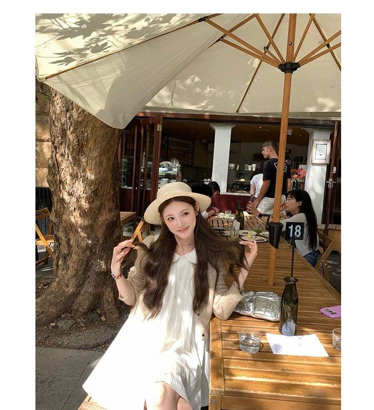 천 금빛 바람 베이비 칼라 민소매 조끼 여성 드레스 디자인 센스 보라색 루즈핏 슬림해 보이는 품격 여름 짧은 치마 상세 이미지 10