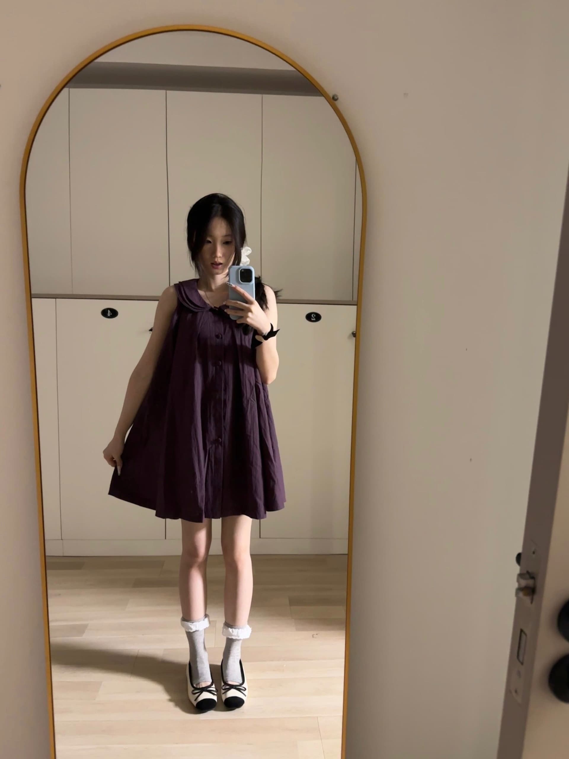 보라색 베이비 칼라 민소매 드레스 아름다운 아니요 명중 섹션 슈퍼 잘 생긴 인형 치마 초여름 고유 한 아름다운 작은 치마 이미지 2