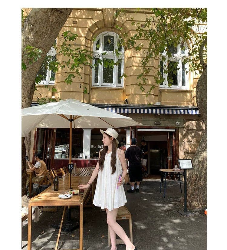 천 금빛 바람 베이비 칼라 민소매 조끼 여성 드레스 디자인 센스 보라색 루즈핏 슬림해 보이는 품격 여름 짧은 치마 상세 이미지 22