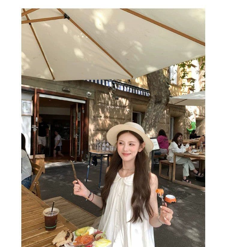 천 금빛 바람 베이비 칼라 민소매 조끼 여성 드레스 디자인 센스 보라색 루즈핏 슬림해 보이는 품격 여름 짧은 치마 상세 이미지 24
