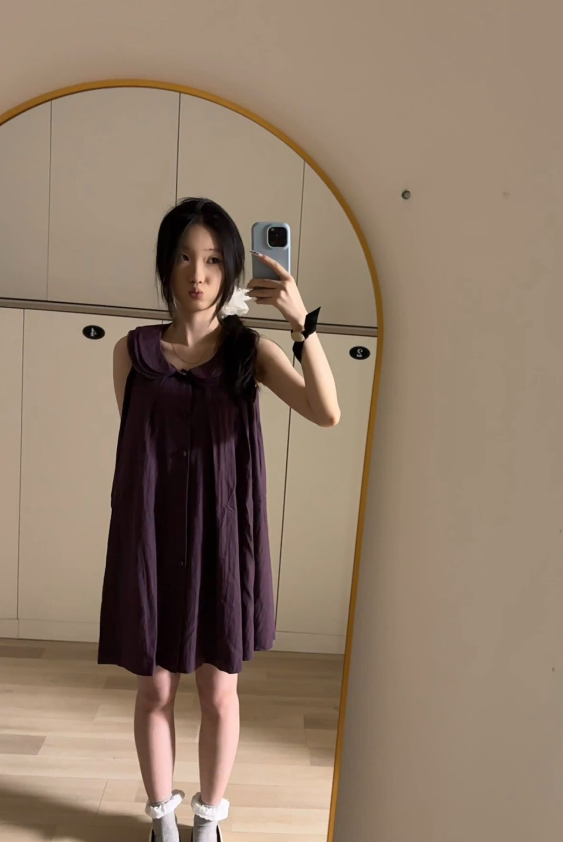 보라색 베이비 칼라 민소매 드레스 아름다운 아니요 명중 섹션 슈퍼 잘 생긴 인형 치마 초여름 고유 한 아름다운 작은 치마 상세 이미지 4