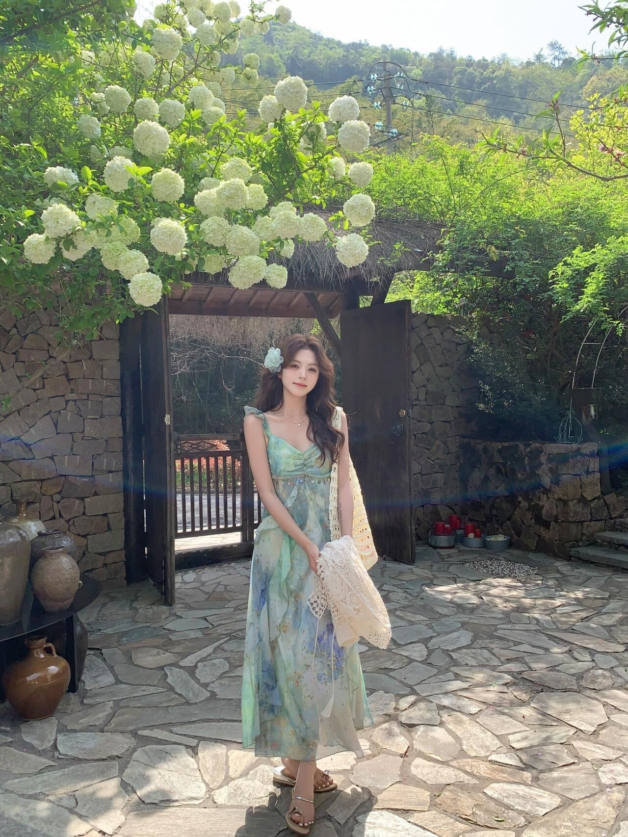 휴가 바람 슬립 드레스 헤일로 염색 여름 새로운 허리 수축 치마 새로운 패션 폭발 2026 신제품 여성 치마 상세 이미지 4