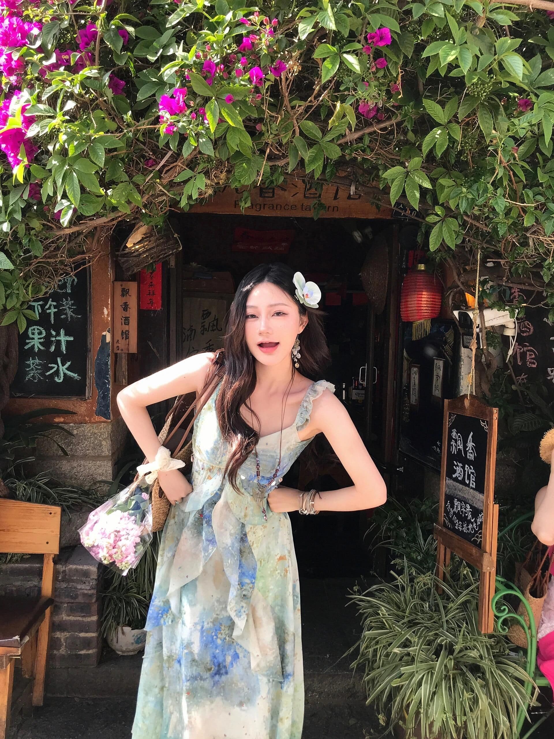 슬립 품격 여성 드레스 여름 프린트 슬림해 보이는 롱 스커트 해변 드레스 롱 스커트 우아한 상세 이미지 3